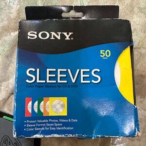 Sony Color Paper Disk Sleeves For CD DVD 50 Pack 50ACCPSX 5 Colors